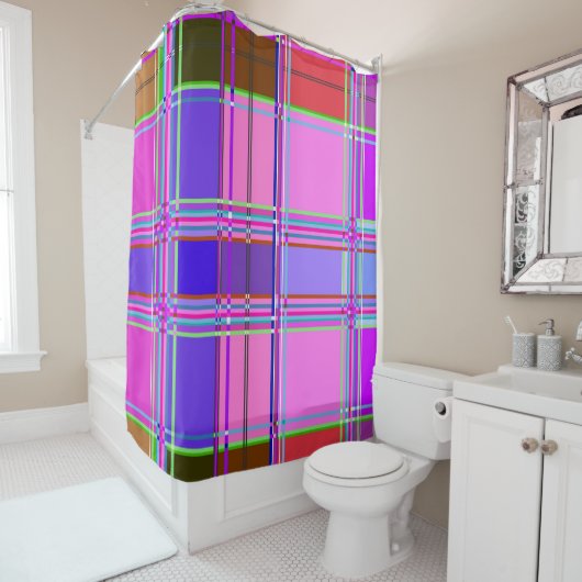 Rosa Tartan Stoffmuster Tuch Madras Duschvorhang (Beispiel)