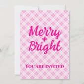 Rosa Tartan Weihnachtsfeiertage Merry Bright Einladung (Vorderseite)