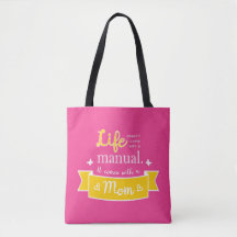Rosa Tasche mit einem Zitat für Mama