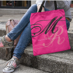 Rosa Tasche mit Monogramm-Tote