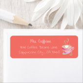 Rosa Tasse Korallen Rücksendeadressen-Aufkleber (Insitu)