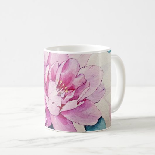 Rosa Tasse mit Blumenmuster (VorderseiteRechts)