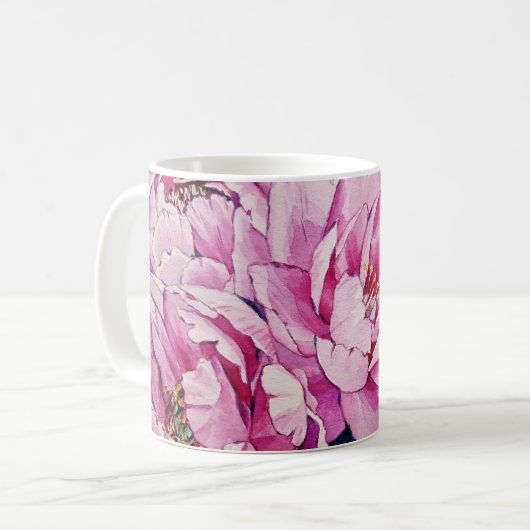 Rosa Tasse mit Blumenmuster (Vorderseite Links)