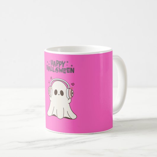Rosa Tasse mit einem Adorable Ghost: Genießen Sie (VorderseiteRechts)