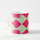 Rosa-Tasse mit falschem Patchwork-Muster Kaffeetasse (Vorderseite Links)
