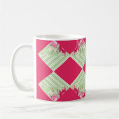 Rosa-Tasse mit falschem Patchwork-Muster Kaffeetasse (Links)