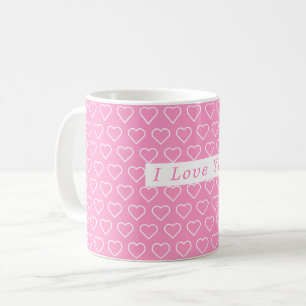 Rosa Tasse mit Herz und Text - I Liebe Sie