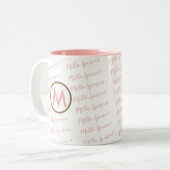 rosa Tasse mit Monogramm und Namensmuster (Vorderseite Links)