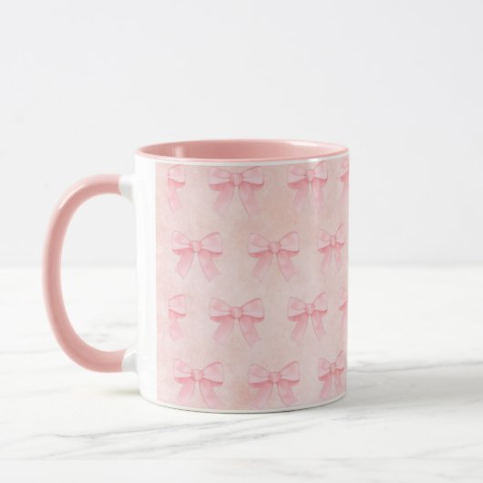 Rosa Tasse mit rosa Schleifen (Links)