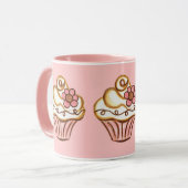Rosa Tassen-Cupcake Tasse (Vorderseite Links)