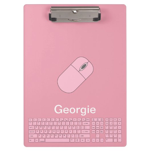 Rosa Tastatur, Maus und Stift Klemmbrett (Vorderseite)