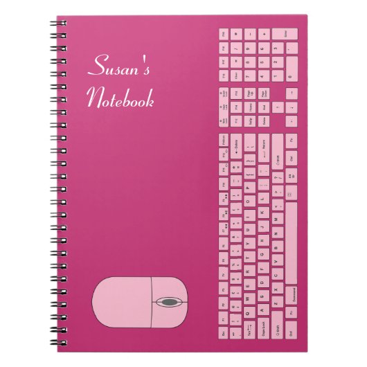Rosa Tastatur und Maus-Notebook Notizblock (Vorderseite)