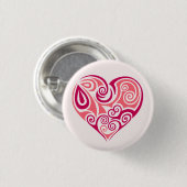 Rosa Tätowierung Herzensymbol, gürtliche Liebe Button (Vorne & Hinten)