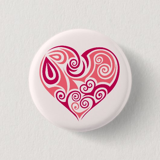Rosa Tätowierung Herzensymbol, gürtliche Liebe Button (Vorderseite)