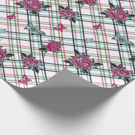 Rosa Tattoo-Rose Geschenkpapier (Ecke)