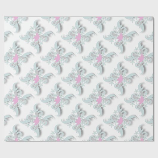 Rosa Taube mit silbernen Blume und Fronten Geschenkpapier (Flach)