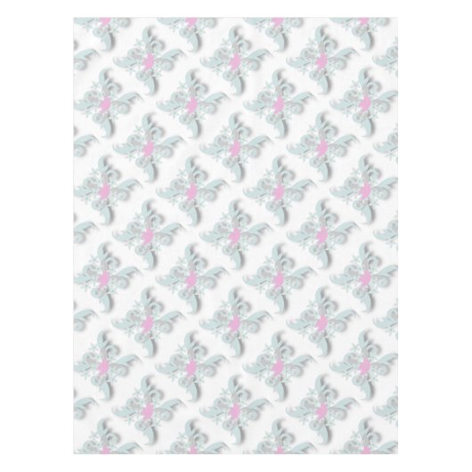 Rosa Taube mit silbernen Blume und Fronten Tischdecke (Vorderseite)