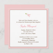 Rosa Taubentaufen/Einladung zur Feier Einladung (Vorne/Hinten)