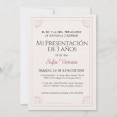 Rosa Tauf Einladung – Mi Presentación Mädchen (Vorderseite)