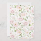Rosa Tauf Einladung mit Blumen, Mädchen Taufe, (Rückseite)
