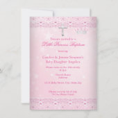 Rosa Taufe Baby Foto Girl Tiara Einladung (Rückseite)