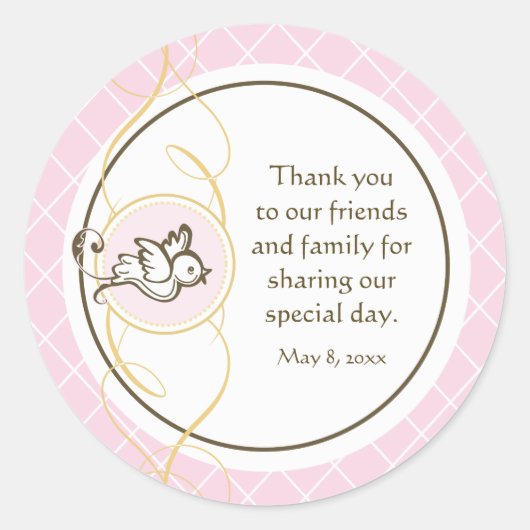 Rosa Taufe/Christening Gefallen Sticker (Vorderseite)