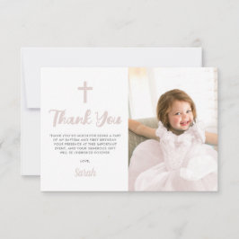 Rosa Taufe Christening Religious Girl Foto Dankeskarte