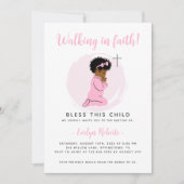 Rosa Taufe Einladung - Bräunen eines schwarzen Bab (Vorderseite)