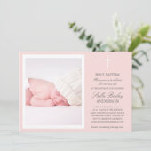 ROSA TAUFE-EINLADUNGEN DES KREUZ-%PIPE% EINLADUNG (Stehend Vorderseite)