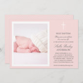 ROSA TAUFE-EINLADUNGEN DES KREUZ-%PIPE% EINLADUNG (Vorne/Hinten)