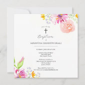 Rosa Taufe Einladungen für Girl-Blume (Vorderseite)