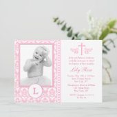 Rosa Taufe Foto Einladungen (Stehend Vorderseite)