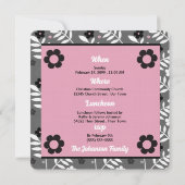 Rosa Taufe mit dem Mit Monogramm Foto von Baby Gir Einladung (Rückseite)