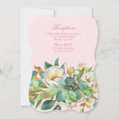 Rosa Taufe mit weißen Blume und Goldkreuz Einladung (Rückseite)