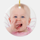 Rosa Taufkreuz in Wappen Rose Gold Girl Foto Keramik Ornament (Hinten)