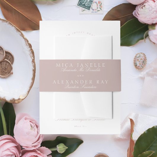 Rosa Taupe Klassische Kalligrafie Formal Hochzeit Einladungsbanderole