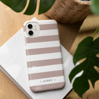 Rosa Taupe & White Stripe Personalisiert