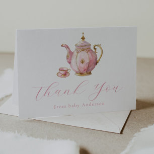 Rosa Tea Party Danksagungskarte Dankeskarte