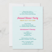 Rosa Teal Gold Boho Chic Abendessen Getränke Party Einladung (Rückseite)