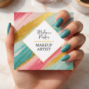 Rosa Teal Gold Glitter-Makeup Quadratische Visitenkarte