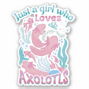 Rosa Teal Mädchen, das Axolotl liebt Aufkleber