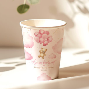 Rosa Teddy Bär Mädchen Dusche können wir warten Pappbecher