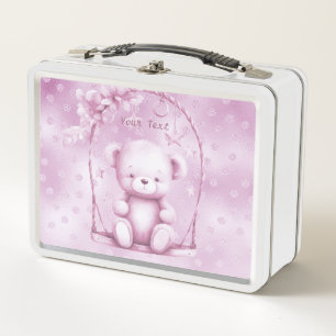 Rosa Teddy Bären Metal Lunch Box