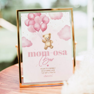 Rosa Teddy Bärenballons Mama-osa-Bar Poster