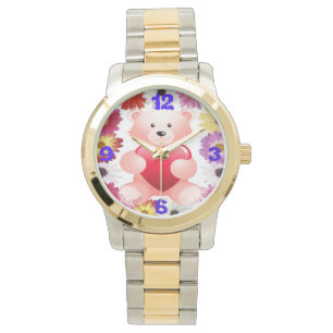 Rosa Teddy Bärenbär Liebe Armbanduhr
