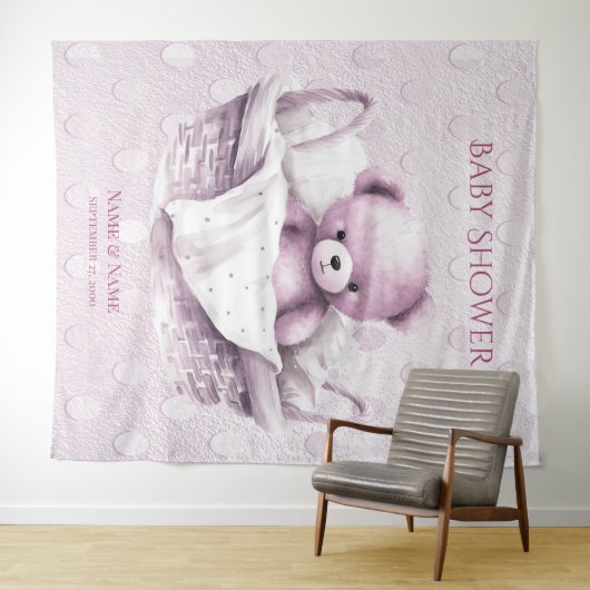 Rosa Teddy Bear im Hintergrund Wandteppich (Beispiel (Horizontal))