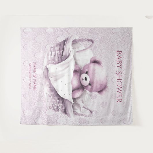 Rosa Teddy Bear im Hintergrund Wandteppich (Vorderseite (Horizontal))