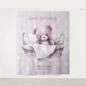 Rosa Teddy Bear im Hintergrund Wandteppich (Vorderseite)