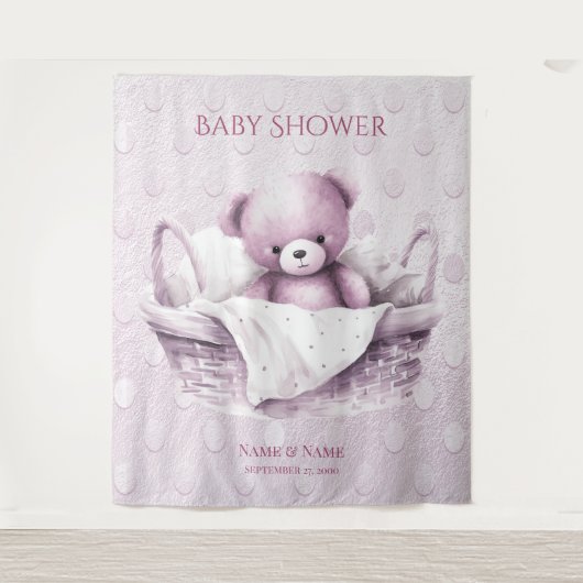 Rosa Teddy Bear im Hintergrund Wandteppich (Vorderseite)