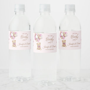 Rosa Teddy Mädchen Baby-Party Wasserflaschenetikett